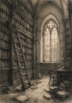 Πίνακας σε Καμβά VINTAGE DARK ACADEMIA LIBRARY 2