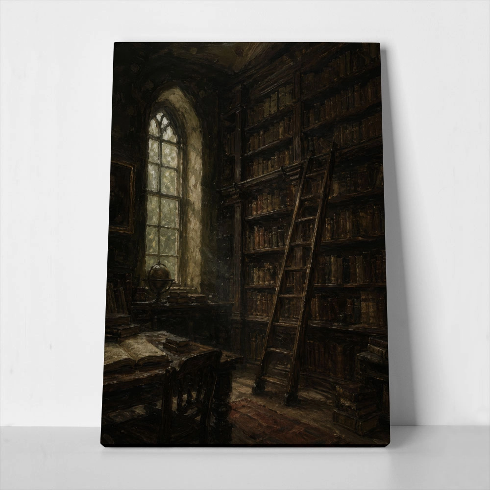 Πίνακας σε Καμβά VINTAGE DARK ACADEMIA LIBRARY