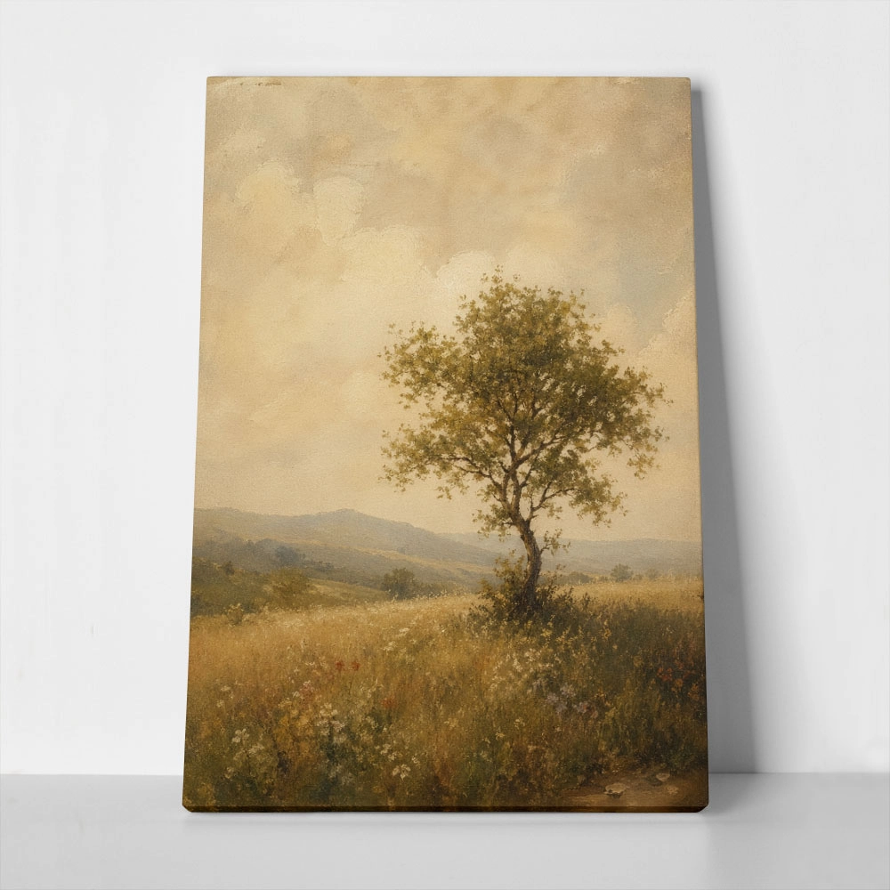 Πίνακας σε Καμβά VINTAGE DARK ACADEMIA LONE TREE 2