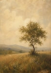 Πίνακας σε Καμβά VINTAGE DARK ACADEMIA LONE TREE 2