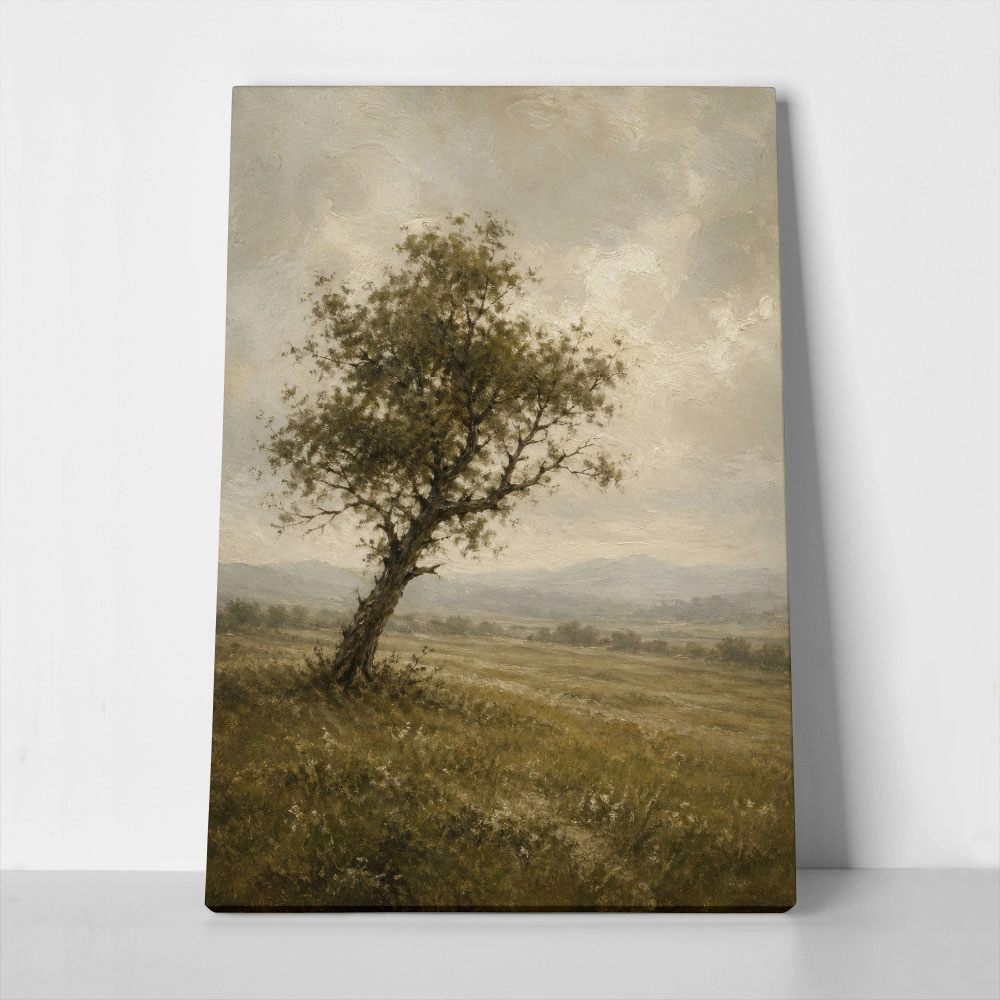 Πίνακας σε Καμβά VINTAGE DARK ACADEMIA LONE TREE 3