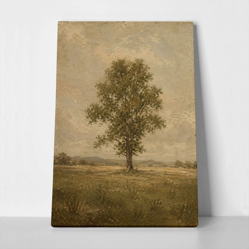 Πίνακας σε Καμβά VINTAGE DARK ACADEMIA LONE TREE 4