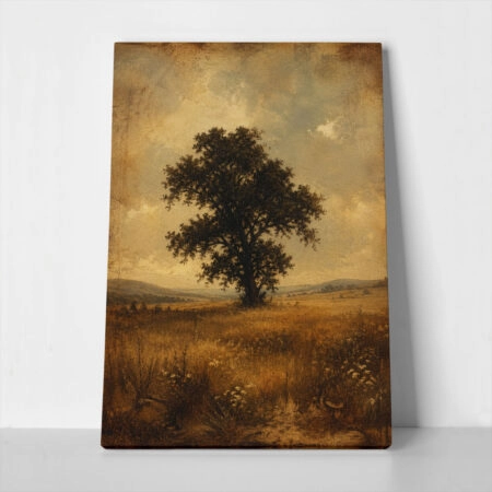 Πίνακας σε Καμβά VINTAGE DARK ACADEMIA LONE TREE - 