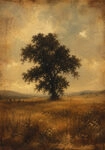 Πίνακας σε Καμβά VINTAGE DARK ACADEMIA LONE TREE