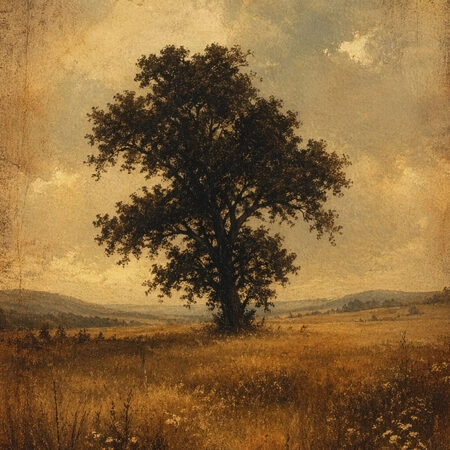 Πίνακας σε Καμβά VINTAGE DARK ACADEMIA LONE TREE -  Sticky 5