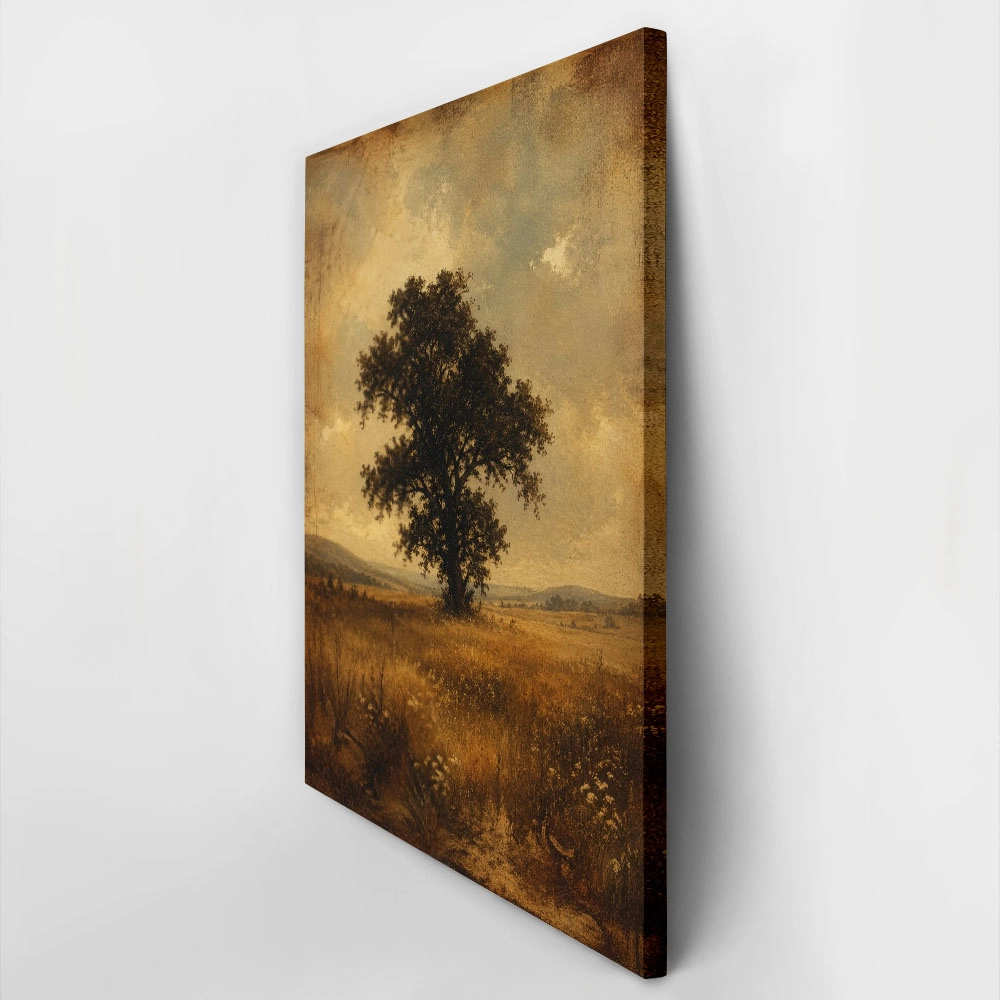 Πίνακας σε Καμβά VINTAGE DARK ACADEMIA LONE TREE