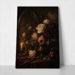 Πίνακας σε Καμβά VINTAGE DARK ACADEMIA MIRROR AND ROSES