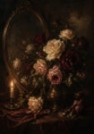 Πίνακας σε Καμβά VINTAGE DARK ACADEMIA MIRROR AND ROSES