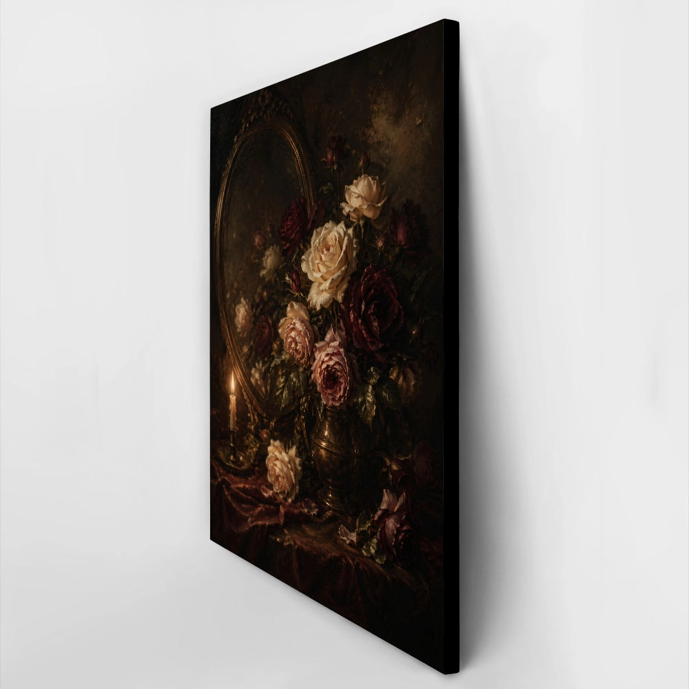 Πίνακας σε Καμβά VINTAGE DARK ACADEMIA MIRROR AND ROSES