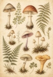 Πίνακας σε Καμβά VINTAGE DARK ACADEMIA MUSHROOMS