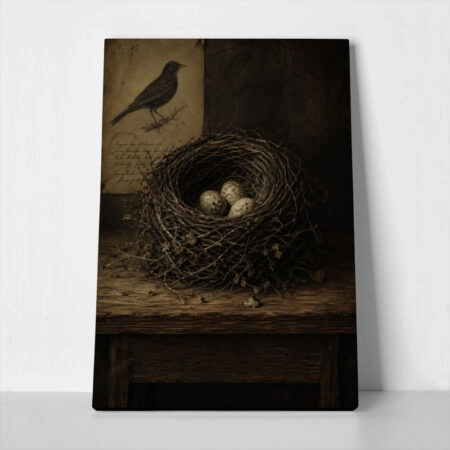 Πίνακας σε Καμβά VINTAGE DARK ACADEMIA NEST - Vintage