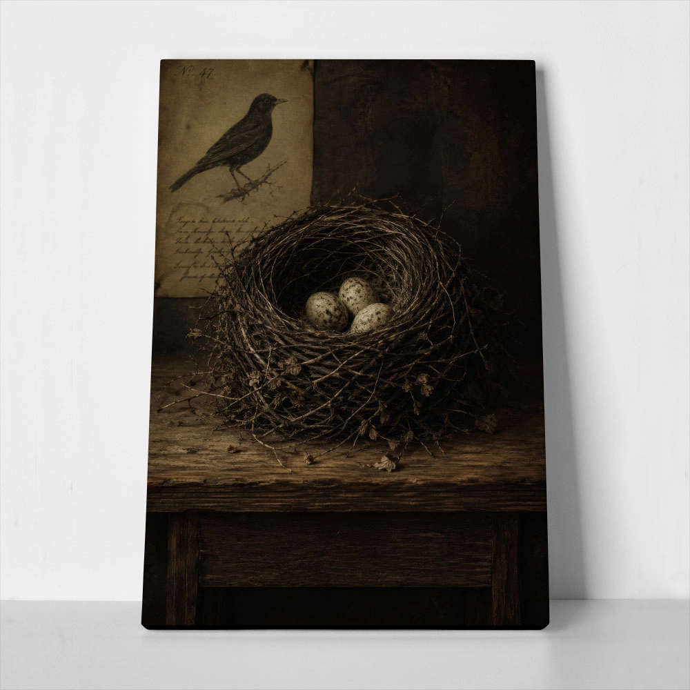 Πίνακας σε Καμβά VINTAGE DARK ACADEMIA NEST