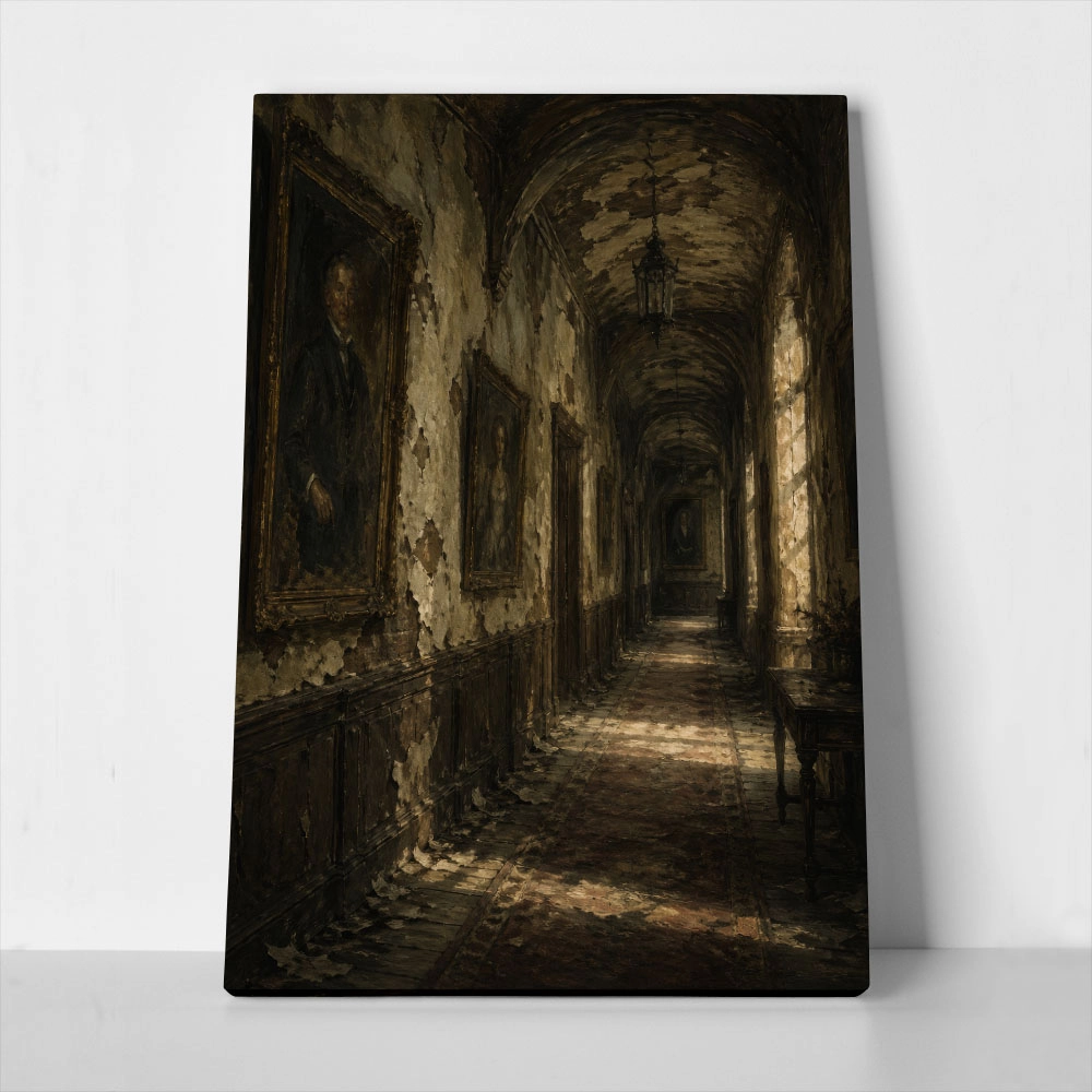 Πίνακας σε Καμβά VINTAGE DARK ACADEMIA OLD HALLWAY