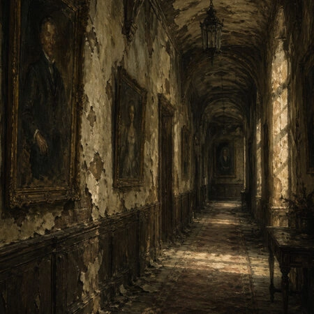 Πίνακας σε Καμβά VINTAGE DARK ACADEMIA OLD HALLWAY - Vintage Sticky 5