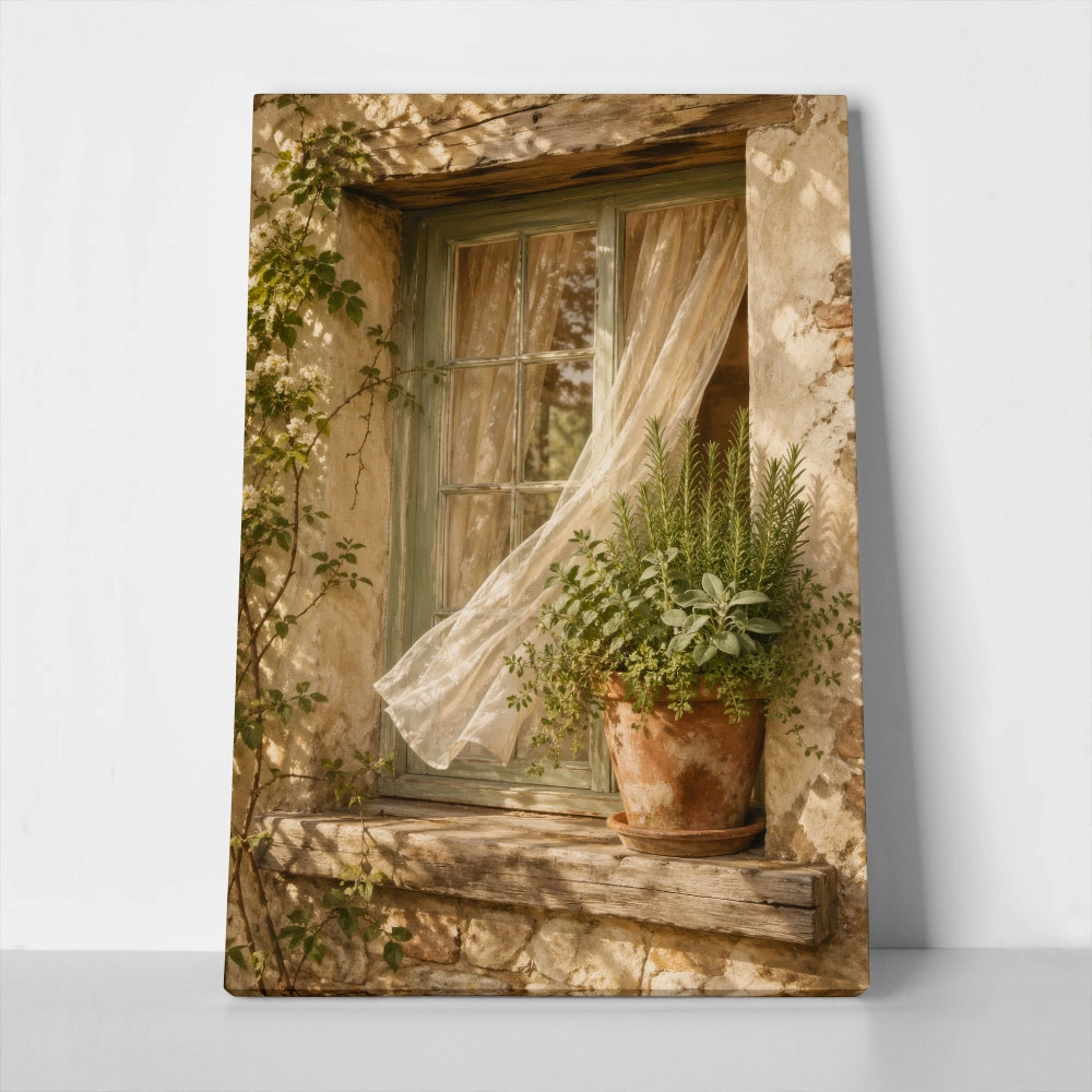 Πίνακας σε Καμβά VINTAGE DARK ACADEMIA OPEN WINDOW