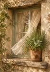 Πίνακας σε Καμβά VINTAGE DARK ACADEMIA OPEN WINDOW