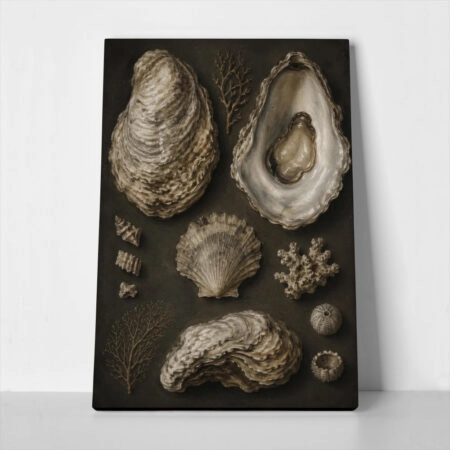 Πίνακας σε Καμβά VINTAGE DARK ACADEMIA OYSTERS - Vintage