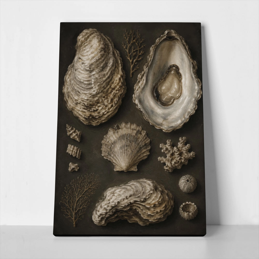Πίνακας σε Καμβά VINTAGE DARK ACADEMIA OYSTERS