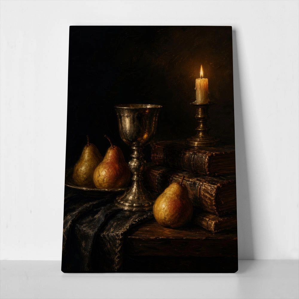 Πίνακας σε Καμβά VINTAGE DARK ACADEMIA PEARS