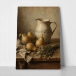 Πίνακας σε Καμβά VINTAGE DARK ACADEMIA PITCHER AND PEARS