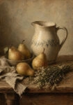 Πίνακας σε Καμβά VINTAGE DARK ACADEMIA PITCHER AND PEARS