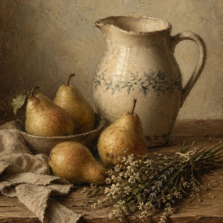 Πίνακας σε Καμβά VINTAGE DARK ACADEMIA PITCHER AND PEARS - Vintage Sticky 5