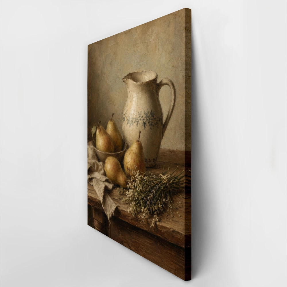 Πίνακας σε Καμβά VINTAGE DARK ACADEMIA PITCHER AND PEARS