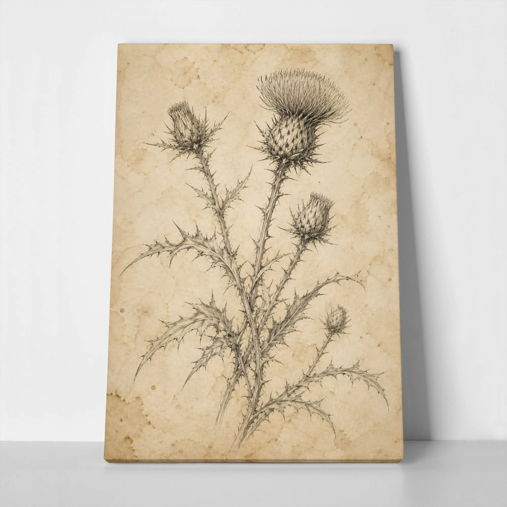 Πίνακας σε Καμβά VINTAGE DARK ACADEMIA PLANT 18