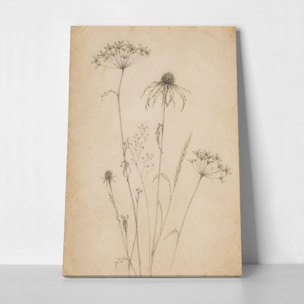 Πίνακας σε Καμβά VINTAGE DARK ACADEMIA PLANT 19