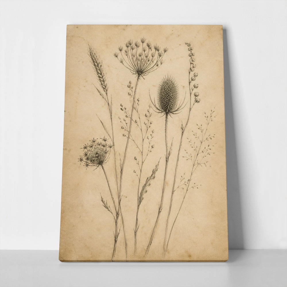 Πίνακας σε Καμβά VINTAGE DARK ACADEMIA PLANT 20