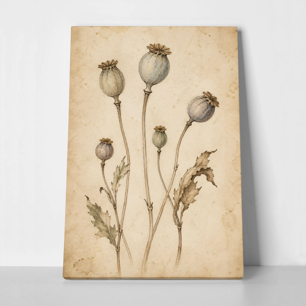 Πίνακας σε Καμβά VINTAGE DARK ACADEMIA PLANT 26