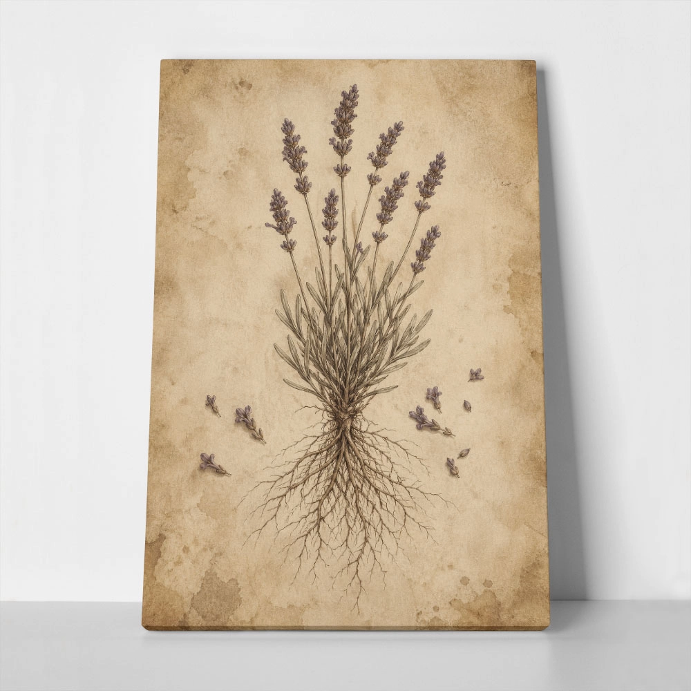 Πίνακας σε Καμβά VINTAGE DARK ACADEMIA PLANT 2