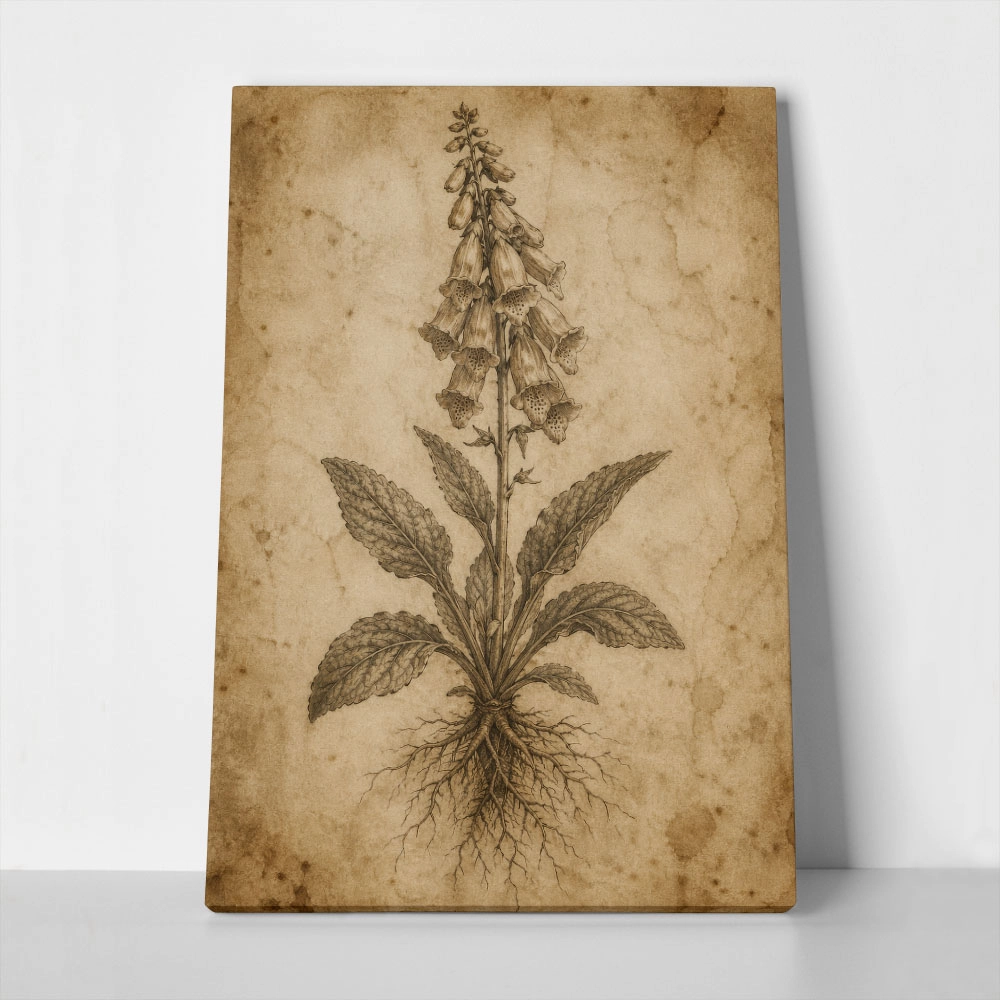Πίνακας σε Καμβά VINTAGE DARK ACADEMIA PLANT 4