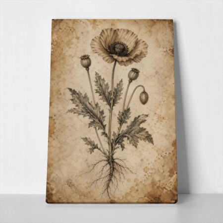 Πίνακας σε Καμβά VINTAGE DARK ACADEMIA PLANT 6 - 