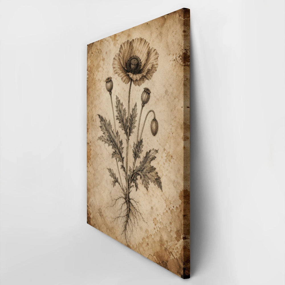 Πίνακας σε Καμβά VINTAGE DARK ACADEMIA PLANT 6