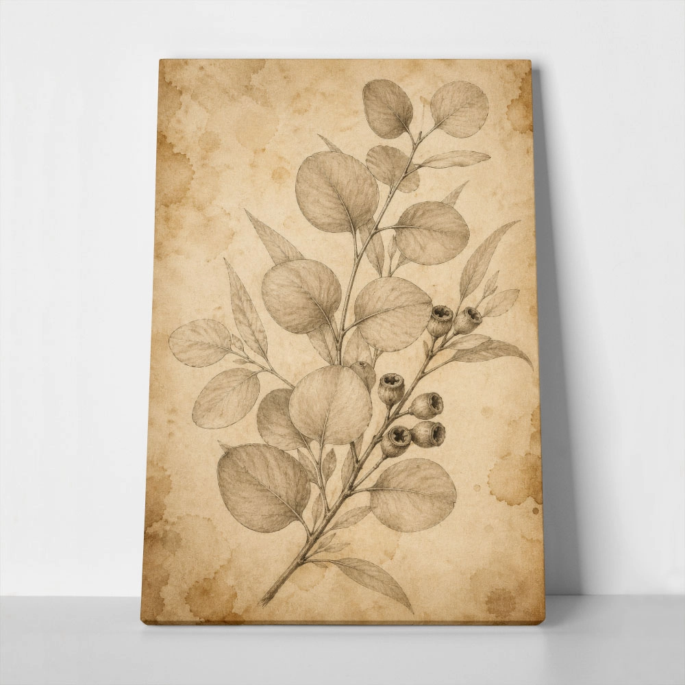 Πίνακας σε Καμβά VINTAGE DARK ACADEMIA PLANT 7