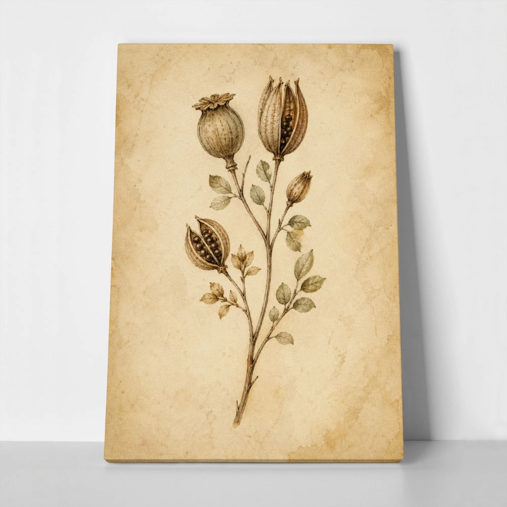 Πίνακας σε Καμβά VINTAGE DARK ACADEMIA PLANT 9