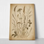 Πίνακας σε Καμβά VINTAGE DARK ACADEMIA PLANTS