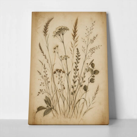 Πίνακας σε Καμβά VINTAGE DARK ACADEMIA PLANTS - Vintage