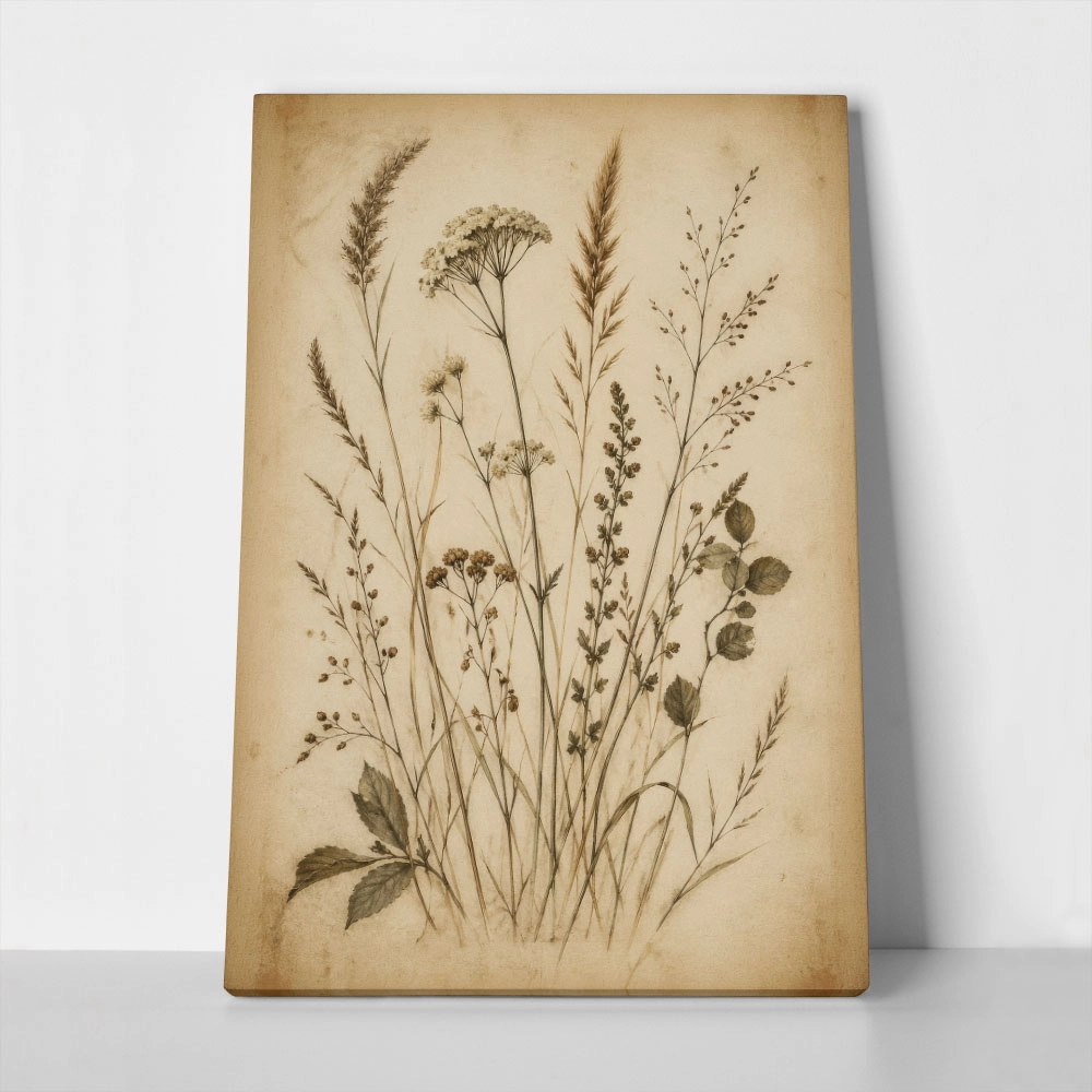 Πίνακας σε Καμβά VINTAGE DARK ACADEMIA PLANTS