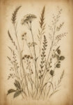 Πίνακας σε Καμβά VINTAGE DARK ACADEMIA PLANTS