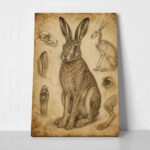 Πίνακας σε Καμβά VINTAGE DARK ACADEMIA RABBIT 2