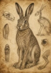 Πίνακας σε Καμβά VINTAGE DARK ACADEMIA RABBIT 2