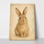 Πίνακας σε Καμβά VINTAGE DARK ACADEMIA RABBIT 4