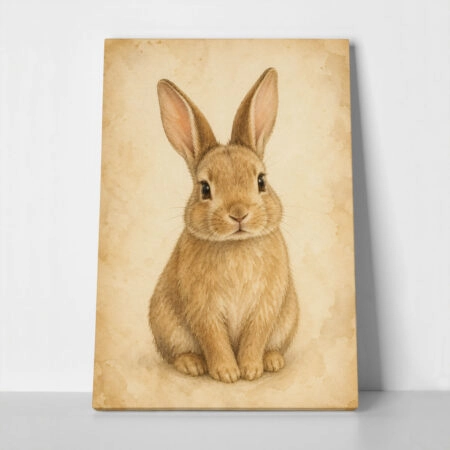 Πίνακας σε Καμβά VINTAGE DARK ACADEMIA RABBIT 4
