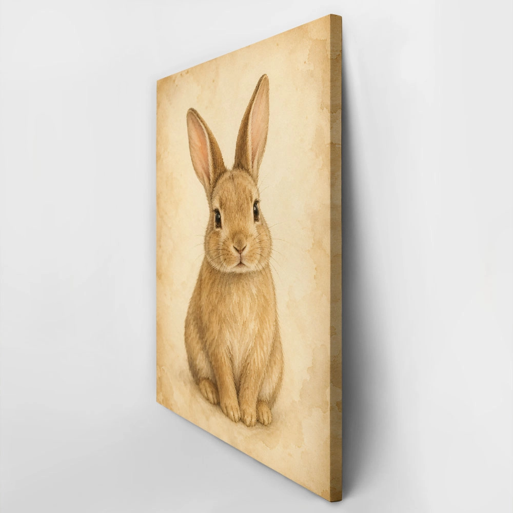 Πίνακας σε Καμβά VINTAGE DARK ACADEMIA RABBIT 4