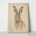 Πίνακας σε Καμβά VINTAGE DARK ACADEMIA RABBIT