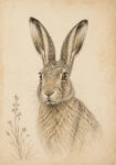 Πίνακας σε Καμβά VINTAGE DARK ACADEMIA RABBIT