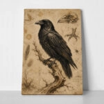 Πίνακας σε Καμβά VINTAGE DARK ACADEMIA RAVEN 2