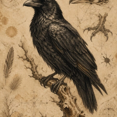 Πίνακας σε Καμβά VINTAGE DARK ACADEMIA RAVEN 2 -  Sticky 5